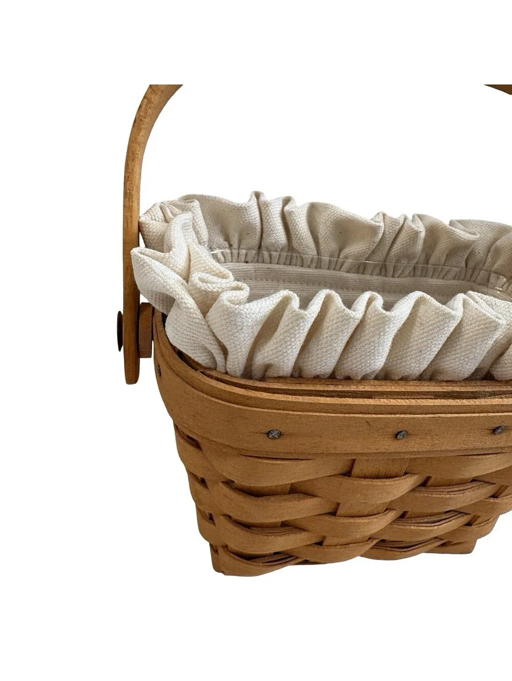 Vintage LONGABERGER 1997 Small Basket Beige Fabric w/Liner